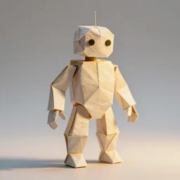 robot made in origami hyperdetailed realistic golden hour illumination