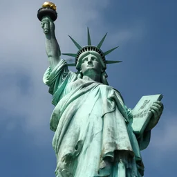 highly detailed portrait of a giant statue of liberty, look down from sky, by pablo carpio, dramatic lighting, dynamic pose, dynamic perspective ， trending on artstation