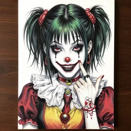 beautiful! coherent! detailed! expert! professional manga seinen portrait art of a goth clowngirl, painted by ilya kuvshinov!!! and zdzislaw beksinski