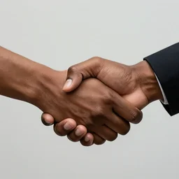 a photo of a handshake between a black hand and a persian hand