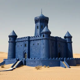 dark blue medieval castle in desert
