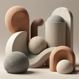 abstract 3d rendering, hyperrealistic, different textures and materials, natural light, sunrays, award winning masterpiece with incredible details, raytraced 3d set design, 3d illustration, 3d still designs, abstract forms and shapes, abstract scene design, 3d render trending on ArtStation, highly detailed