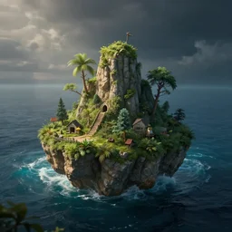 a tiny magical island in the ocean, dramatic lighting, cinematic, establishing shot, extremely high detail, foto realistic, cinematic lighting, post processed, concept art, high details, cinematic, 8k resolution, beautiful detailed, photorealistic, digital painting, artstation, concept art, smooth, sharp focus, artstation trending, octane render, unreal engine
