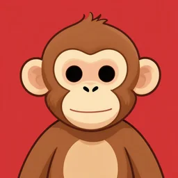 portrait cartoon monkey red background digital art