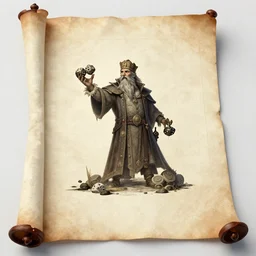 dungeon master throwing dice on grid paper spell scroll art by artgerm and greg rutkowski and Alphonse Mucha and Craig Mullins, James Jean, Andrey Ryabovichev, Mark Simonetti and Peter Morbacher 16k