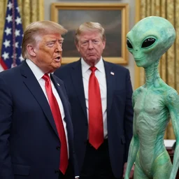 photo of Trump talking to an alien