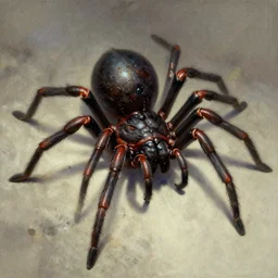 a picture of an horrific spider! with a cat head!, art by wayne barlowe and