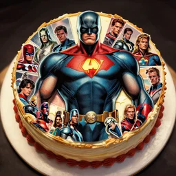 digital art, collage of dc comics character photos shaped into the appearance of birthday cake, by artgerm, wlop, rossdraws, highly intricate details, 8 k