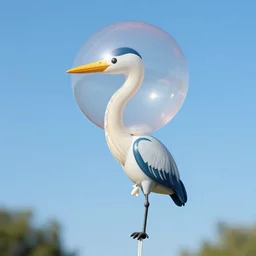 a bobble gum ballon in the shape of a heron