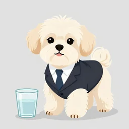 a cream colored havanese dog wearing a business suit and glass, clean vector, clear cel, by lois van baarle, ilya kuvshinov, kilian eng,