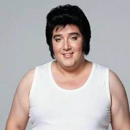 a fat woman smiling that looks like elvis