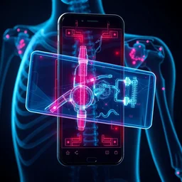 x - ray photos of bionic phone, octane render, concept art, realistic, high details colourful vfx art, art by hsiao - ron cheng and james jean highly detailed, intricate detail, unreal engine, octane render