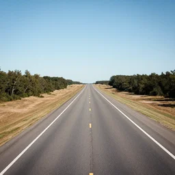 An illegal drag race down a long straight highway, deserted, long stretch, open road