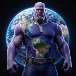 thanos but he is planet earth, movie still, cgi render
