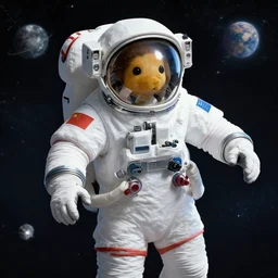 a womble in space in a spacesuit