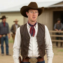 mark zuckerberg dressed like a cowboy, wild west