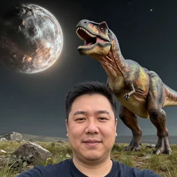 selfie of a dinosaur taken just before the meteor hits