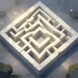 White stone square labyrinth. Top-down view. Lighting, bloom. Fantasy, digital painting, HD, 4k, detailed.