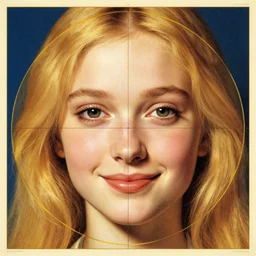face girl, cute face, portrait, beautiful face in detail, big sad eyes, smile, blonde hairstyles, by elena masci by roberto ferri, pieter paul rubens, poster, golden ratio, cycles, colorful