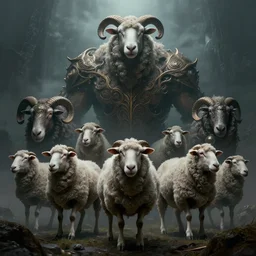 epic professional digital art of monstrous sheep, moody atmospheric lighting, intricate, foreboding, detailed, by leesha hannigan, ayne haag, reyna rochin, ignacio fernandez rios, mark ryden, iris van herpen, artstation, cgsociety, epic, stunning, gorgeous, much wow, cinematic, masterpiece.