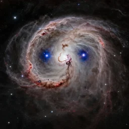 a head - shaped nebula with stars for eyes
