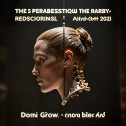 photograph of the borg queen, head and spine only, suspended from cables, dramatic lighting, cinematic, award winning photography