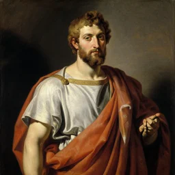 a close portrait of a mantis wearing a toga in ancient rome. masterpiece, dramatic light and shadow, saturated colors, ciaroscuro. painted by anders zorn