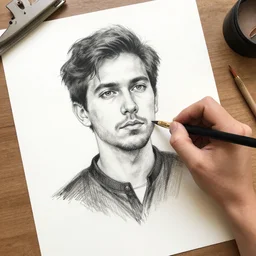 artist drawing himself