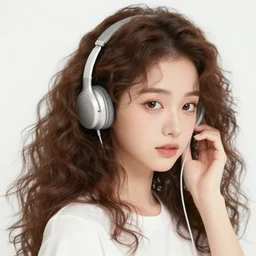portrait of a beautiful anime girl with curly brown hair listening to music, digital painting, trending on artstation, deviantart, artgem, perfect composition, ross draws, wlop
