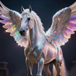 lavrov horse mutant, art by alessio albi 8 k ultra realistic, angel wings, lens flare, atmosphere, glow, detailed, intricate, full of colour, led lighting, trending on artstation, 4 k, hyperrealistic, focused, extreme details, unreal engine 5, masterpiece