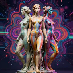full body statue of Emma Watson by Jean-Baptiste Carpeaux and Luo Li Rong and Michael James Talbot, all body, perfect symmetrical face, colorful, psychedelic psychedelic psychedelic  psychedelic acid colors, synthwave, in full growth, elegant, realistic, 8K, female full-skin figure, hyperrealism, subsurface scattering, raytracing, rim light, Octane Render, Redshift, Zbrush, complex psychedelic glitch background