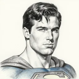 jim lee!!! pencil sketch by jim lee close up headshot of christopher reeve!!! as superman in costume  in the style of jim lee, x-men superhero comic book character by jim lee