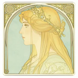 side profile artwork, imogen poots paladin, by aj casson, martine johanna, artgerm, jakub rebelka. art nouveau neo - gothic tarot card by mucha. dota. swirly intricate linework background. gaudy colors, sharp edges. ultra clear detailed. 8 k. elegant. octane render