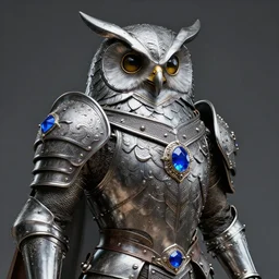 warrior with jewel encrust metal owl armour, highly detailed, 4k, HDR, smooth, sharp focus, hyper realistic, high resolution