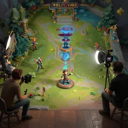 a award winning photo of a stopmotion animation filming set of league of legends's map