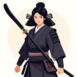 vector art of a female samurai warrior