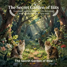 The Secret Garden of cats, painting in the style by Greg Rutkowski