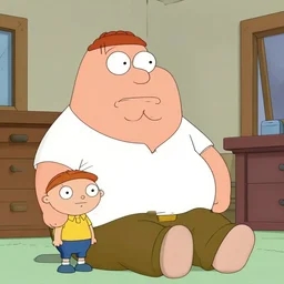 Peter Griffin is the patriarch of the Griffin family and the main protagonist of the show. He is an overweight, dim-witted, lazy, boisterous, vulgar, and insensitive man. He has a short temper and is often angry with his family, especially his son Stewie.