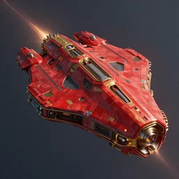 cyberpunk space ship, highly detailed, masterpiece, artstation, art by emika lightweaver, red and gold