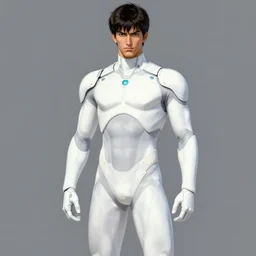 full character of a handsome futuristic superhero in white clothes, character design, painting by gaston bussiere, katsuya terada, nc wyeth, greg rutkowski, craig mullins, vermeer, frank frazetta, mucha, tom of finland, trending on artstation, jeffery catherine jones, rule of thirds