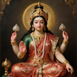 hyperrealistic detailed hindu god sarasvathi in baroque painting, lights, art by ernst haeckel, john william godward, hammershøi, alphons mucha, pontormo, ornamental, decorative, art nouveau wallpaper, lights by hopper, pastel deep colours,