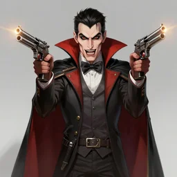 portrait of vampire with guns, artstation, digital art
