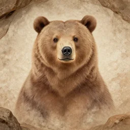 portrait of anthropomorphic bear, paleolithic cave painting