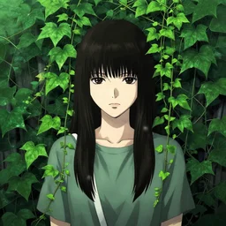 a lush vine covered portrait by junji ito