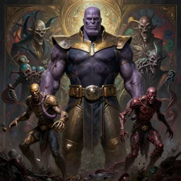 the platonic ideal of unreal engine of cletus kasady ultimate carnage thanos dementor doctor manhattan chtulu nazgul, detailed, intricate, hyperrealism, intense, scary, decay, dmt, art by brock hofer and artgerm and greg rutkowski and alphonse mucha