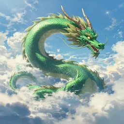 captivating, an ultra - detailed beautiful photo of enormous green sky dragon made of clouds, view from below, wide, by conrad roset, greg rutkowski and makoto shinkai trending on artstation