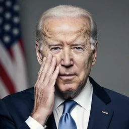a photographic portrait of Biden with bells palsy by Lee Jeffries