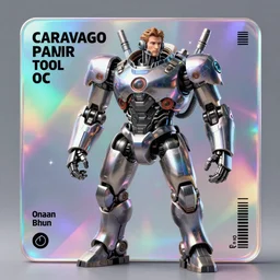 Caravaggio designed photorealistic photo vfx movie cyberpunk aesthetic TOOL album holographic cover art of a giant mech warrior. 3D octane, trending on artstation.