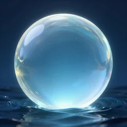 Glowing orb emerging from the ocean, photorealistic, very beautiful