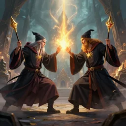 epic battle between two wizards